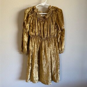 Yo Baby Girls Gold Velvet Dress